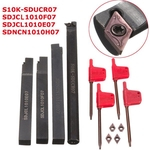 Ficha técnica e caractérísticas do produto 4Pcs Set 10mm Torno Barra de mandrilar Suporte de ferramenta de torneamento + 4pcs Lâminas + 4pcs Chave S10K-SDUCR07 + SDJCR1010F07 + SDJCL1010E07 + SDNCN1010H07