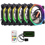 Ficha técnica e caractérísticas do produto 6 pcs Computador Caso PC Ventilador de Refrigeração RGB Ajustar LED 120mm Silencioso + IR Remoto Refrigerador Ventilador de Refrigeração RGB Ventilador CPU CPU para Desktop PC