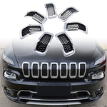 Ficha técnica e caractérísticas do produto 7 Pcs ABS Chrome Rings + Glossy Black Front Insert Racing Grades Cover Sticker Fit For Jeep Cherokee 2014-2018