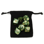 Ficha técnica e caractérísticas do produto 7 Pcs Luminoso Mármore Verde TRPG Polyhedral Glitter Dice Mult-sided RPG Dice Set Gadget Role Playing Dice Jogo de Tabuleiro Com Saco