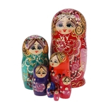 Ficha técnica e caractérísticas do produto 7 Pçs Pintados à Mão De Madeira Russo Aninhamento Bonecas Babushka Padrão Feminino Decoração