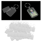 Ficha técnica e caractérísticas do produto 800x Limpar Inserção Em Branco Foto Quadro Acrílico Keyring Split 5.0x3.3cm