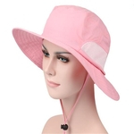 Ficha técnica e caractérísticas do produto Adeeing Outdoor UV Protection Sun Hat Homens Mulheres Cap de aba larga Chapéu de pescador Rosa
