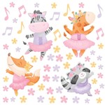 Ficha técnica e caractérísticas do produto Adesivo de Parede Infantil Animais Ballet - Quartinhos