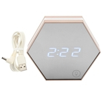 Ficha técnica e caractérísticas do produto Alarme Digital LED Snooze Relógio Night Light Time Date Display de temperatura Espelho Relógio de ouro