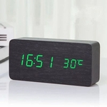 Ficha técnica e caractérísticas do produto Alarme LED Digital Clock Control Som Moda de madeira Despertador Mute preguiçoso Luminous Modern Relógio Eletrônico de madeira cabeceira Relógio