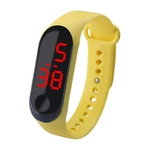 Ficha técnica e caractérísticas do produto Amarelo esperto do bracelete do relógio de pulso do silicone da tela de toque do relógio do diodo emissor de luz de Digitas