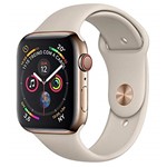 Ficha técnica e caractérísticas do produto Apple Watch Series 4 Cellular, 44 Mm, Aço Inoxidável Dourado, Pulseira Esportiva Cinza e Fecho Clássico - Mtx42bz/a
