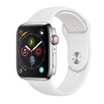 Ficha técnica e caractérísticas do produto Apple Watch Series 4 Cellular + GPS, 44 Mm, Aço Inoxidável Prata, Pulseira Esportiva Branca