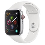 Ficha técnica e caractérísticas do produto Apple Watch Series 4 Cellular + GPS, 44 Mm, Alumínio Prata, Pulseira Esportiva Branca
