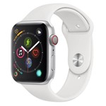 Ficha técnica e caractérísticas do produto Apple Watch Series 4 (GPS + Cellular) 44mm - Caixa de Alumínio Prateada e Pulseira Esportiva Branca