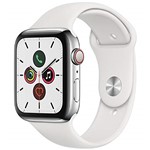 Apple Watch Series 5 Cellular + Gps, 44 Mm, Aço Inoxidável Prata, Pulseira Esportiva Branca e Fecho Clássico - Mwwf2bz/a