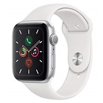 Apple Watch Series 5 Gps, 44 Mm, Alumínio Prata, Pulseira Esportiva Branca e Fecho Clássico - Mwvd2bz/a
