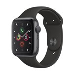 Ficha técnica e caractérísticas do produto Apple Watch Series 5 (GPS) 44mm, Caixa Alumínio Cinza-espacial, Pulseira Esportiva Preta
