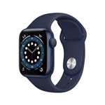 Apple Watch Series 6 GPS, 44 Mm, Alumínio Azul, Pulseira Esportiva Marinho Escuro M00J3BE/A
