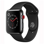 Ficha técnica e caractérísticas do produto Apple Watch Series 3 Cellular, 42 Mm, Aço Inoxidável Cinza Espacial, Pulseira Esportiva Preto e Fecho Clássico - Mqm02bz/a