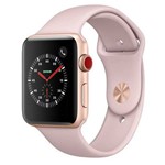 Ficha técnica e caractérísticas do produto Apple Watch Series 3 Cellular, 42 Mm, Alumínio Dourado, Pulseira Esportiva Rosa e Fecho Clássico - M
