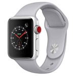 Ficha técnica e caractérísticas do produto Apple Watch Series 3 Cellular, 38 Mm, Alumínio Prata, Pulseira Esportiva Névoa e Fecho Clássico - MQ