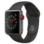 Ficha técnica e caractérísticas do produto Apple Watch Series 3, Cellular + GPS, 38 Mm, Alumínio Cinza Espacial, Pulseira Esportiva Cinza