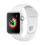 Ficha técnica e caractérísticas do produto Apple Watch Series 3 (GPS) 38mm, Caixa Alumínio Prata, Pulseira Esportiva Branca