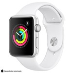Apple Watch Series 3 Sport Prata com Pulseira Esportiva Branca, 42 Mm, Bluetooth e 8 GB