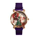 Ficha técnica e caractérísticas do produto Árvore de Natal Lady relógio de quartzo presente Papai Noel liga de malha de banda analógico relógio de pulso