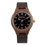 Ficha técnica e caractérísticas do produto Assista BeWell Unisex Madeira Couro Quartz Relógio Retro PU Strap relógio de pulso Analógico