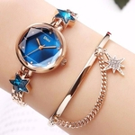 Ficha técnica e caractérísticas do produto Azul Lucky Star pulseira relógio do estudante fêmea simples relógio de quartzo literárias Trends vento fresco Lady Assista