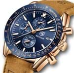 Ficha técnica e caractérísticas do produto Benyar* 5140 Relógio Masculino Couro Genuíno Chronograph (Azul)