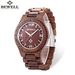 Ficha técnica e caractérísticas do produto BeWell ZS - W065A Madeira Men Quartz Relógio numeral romano Escalas Relógio de pulso