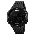 Ficha técnica e caractérísticas do produto Big Dial Homens Esportes Multifuncional Waterproof Digital Black Watch