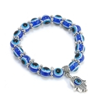 Ficha técnica e caractérísticas do produto Blue Eye Vintage Bead mão pulseira elástica Pulseira Mulheres de jóias