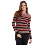 Ficha técnica e caractérísticas do produto Blusa Tricot Listrado - Vermelho e Preto