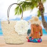 Ficha técnica e caractérísticas do produto Bohemian Woven Grande Rattan Straw Bag Flower Basket Tote Tote Bolsas Femininas Bolsas de Viagem Bolsa de Compras Saco de Mão Trançado Para As Mulheres