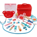 Ficha técnica e caractérísticas do produto Brinquedo infantil Crianças Simulação de madeira Bag Medicine Box Finja Jogo de Simulação Doctor Toy Injection