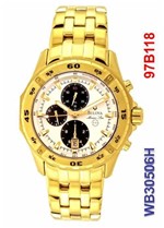 Bulova Masculino Redondo Analogico Calendario Cronografo Br/pr Dourado Wb30506h