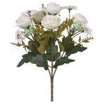 Ficha técnica e caractérísticas do produto Buquê de Rosas X9 Creme Outono 2 Tons 30cm Flor Arte