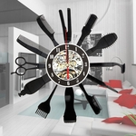 Ficha técnica e caractérísticas do produto Cabeleireiro Ferramenta Ferramenta Art Vinyl Black Record Relógio de parede Home Room Decor Gift