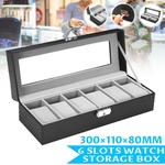 Ficha técnica e caractérísticas do produto Caixa De Relógio De Alta Fibra De Carbono 6 Slots Relógio Caixa De Armazenamento De Exibição Pulseira Pulseira Assista Slots Display Case case holder Container