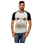 Ficha técnica e caractérísticas do produto Camiseta Raglan Gato Persa Masculina