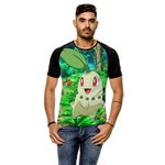Ficha técnica e caractérísticas do produto Camiseta Raglan Pokemon Chikorita Masculina