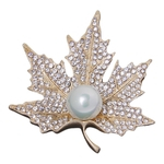 Ficha técnica e caractérísticas do produto Canadian Maple Leaf Diamante Strass Pérola Broches Pinos Feminino Dourado