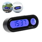 Ficha técnica e caractérísticas do produto Car Mini Eletrônico Relógio Tempo Assista Auto Painel Clocks Luminous Termômetro preto Digital acessorios para Viatura