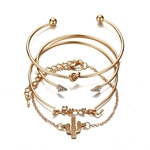Ficha técnica e caractérísticas do produto 4Pcs/Set Gold Color Cactus Letter Knot Bracelet Geometric Metal Chain Bracelet Jewelry Redbey