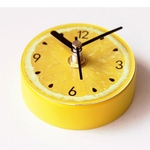 Ficha técnica e caractérísticas do produto Casa Limão Design Relógio De Sucção Relógio De Parede Hora Alimentado Por Bateria Amarelo