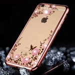 Ficha técnica e caractérísticas do produto Case Capa Moda Bling Diamante de luxo Phone Case Super Fina Flor macia TUP para o iPhone 5 6 6S 7 Plus