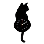 Ficha técnica e caractérísticas do produto Cat Kitten Lady Cat Wall Art Relógio com engraçado cauda Relógio de parede Home Decor