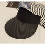 Ficha técnica e caractérísticas do produto Chapéu de palha Mulheres oco Top dobrável chapéu de palha Banda ajustável Chapéu de Sol