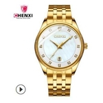 Ficha técnica e caractérísticas do produto Chenxi Marca relógio de ouro de negócios relógio de quartzo banda de aço dos homens