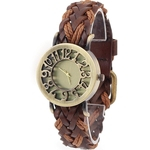 Ficha técnica e caractérísticas do produto Clássico oco 2013newestseller Brown retro Out Weave Wrap Around relógio de pulso Ladies watches